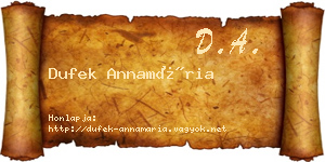 Dufek Annamária névjegykártya